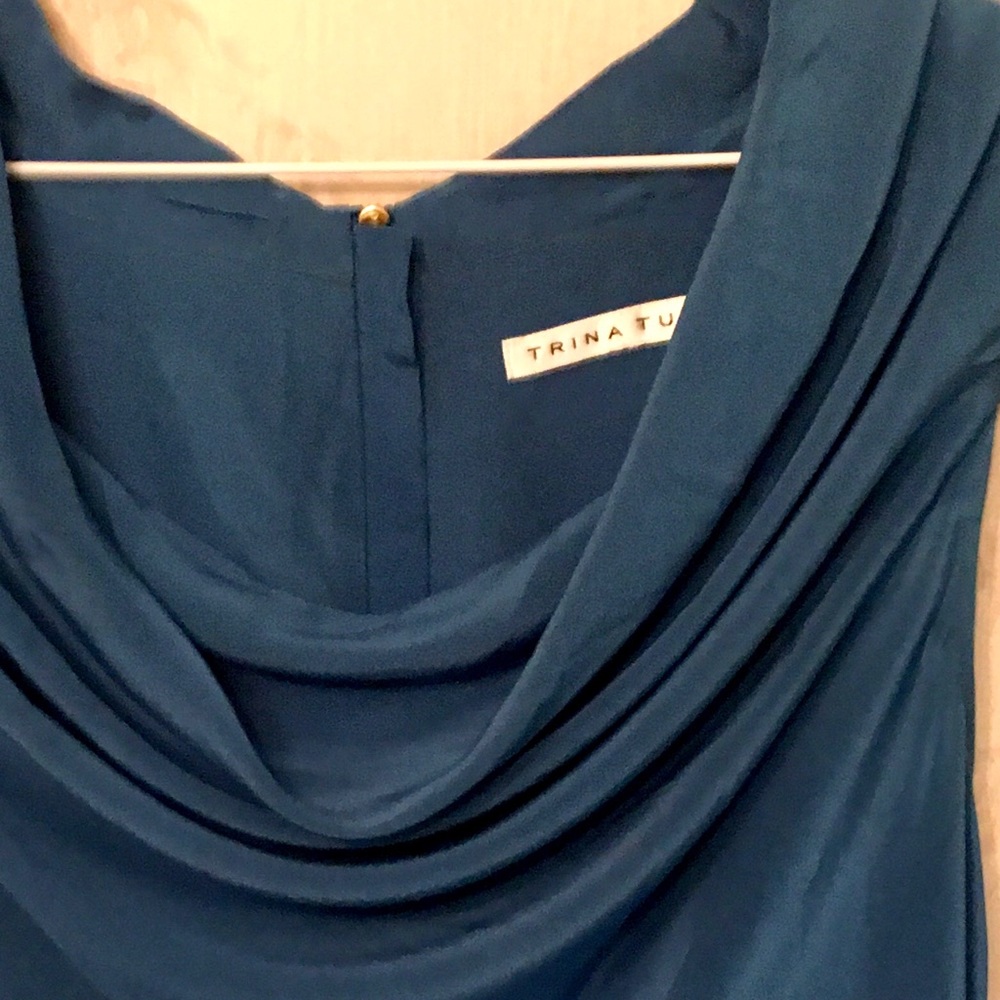 Trina Turk Blue 100% Silk Blouse - Picture 11 of 16